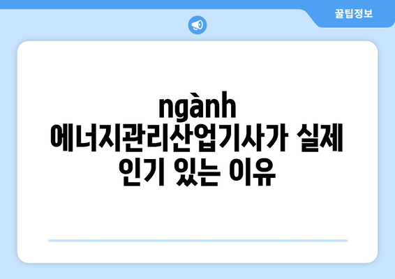 ngành 에너지관리산업기사가 실제 인기 있는 이유