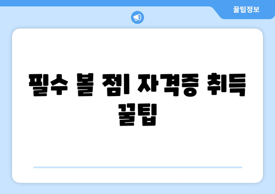 필수 볼 점| 자격증 취득 꿀팁