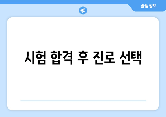 시험 합격 후 진로 선택