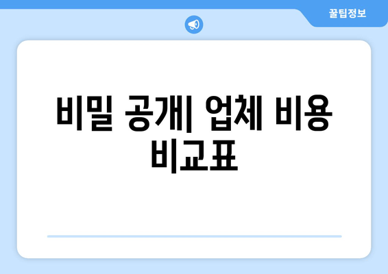 비밀 공개| 업체 비용 비교표