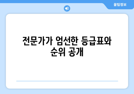 전문가가 엄선한 등급표와 순위 공개