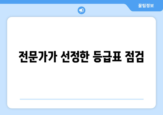 전문가가 선정한 등급표 점검