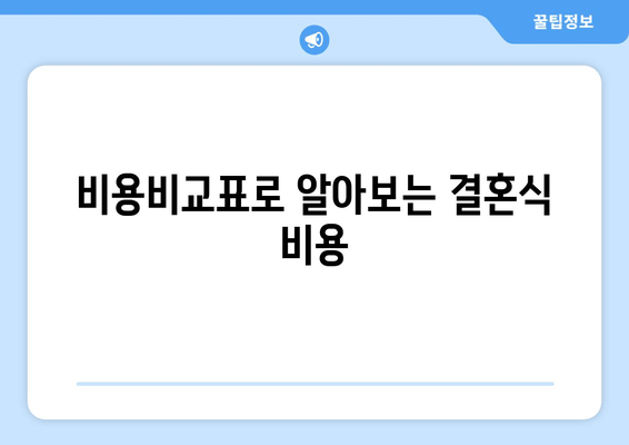 비용비교표로 알아보는 결혼식 비용