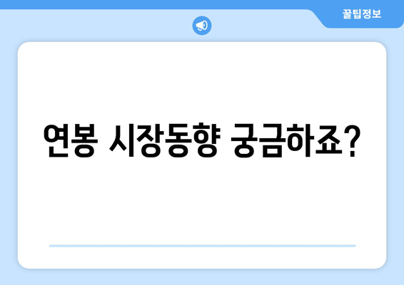 연봉 시장동향 궁금하죠?