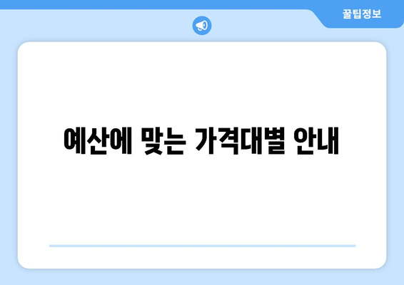 예산에 맞는 가격대별 안내