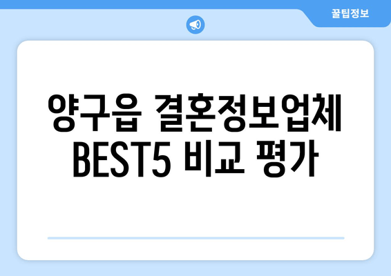 양구읍 결혼정보업체 BEST5 비교 평가