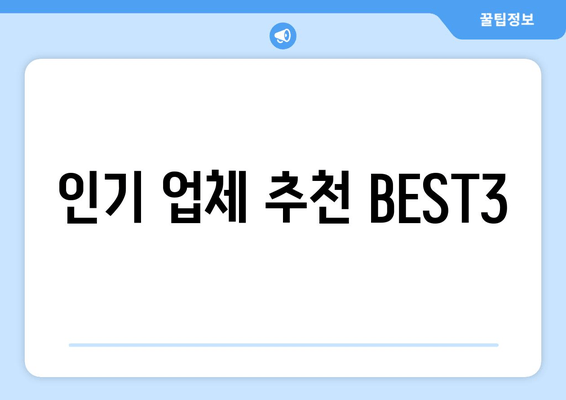 인기 업체 추천 BEST3