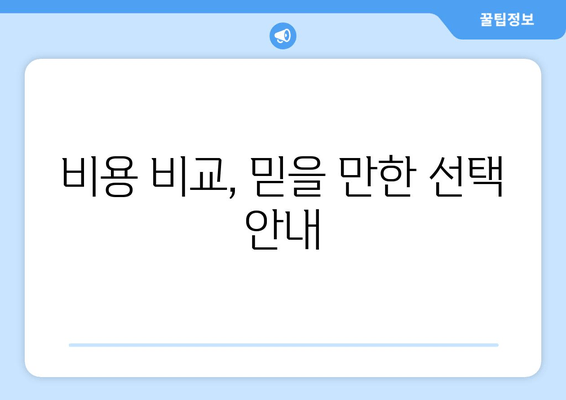 비용 비교, 믿을 만한 선택 안내