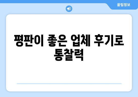 평판이 좋은 업체 후기로 통찰력