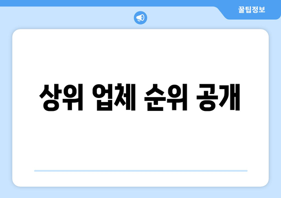 상위 업체 순위 공개