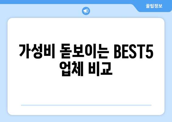 가성비 돋보이는 BEST5 업체 비교