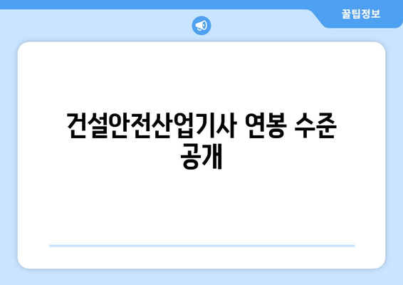 건설안전산업기사 연봉 수준 공개