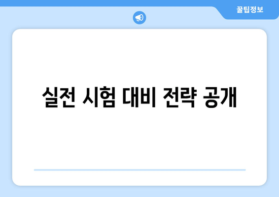 실전 시험 대비 전략 공개