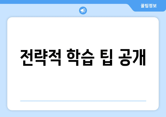 전략적 학습 팁 공개