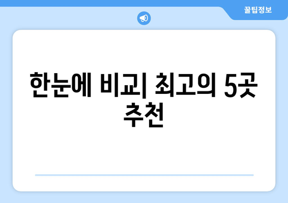 한눈에 비교| 최고의 5곳 추천