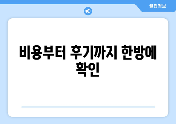 비용부터 후기까지 한방에 확인