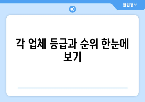 각 업체 등급과 순위 한눈에 보기