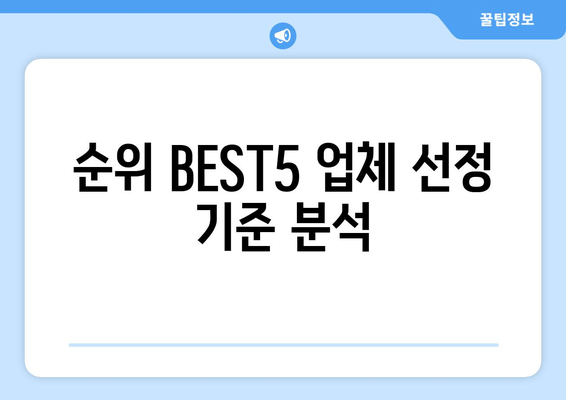 순위 BEST5 업체 선정 기준 분석