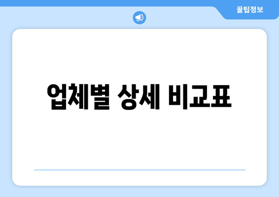 업체별 상세 비교표