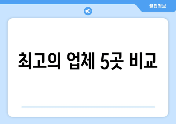 최고의 업체 5곳 비교