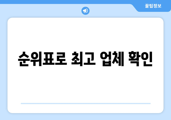 순위표로 최고 업체 확인