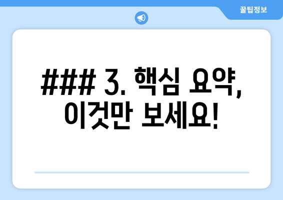 ### 3. 핵심 요약, 이것만 보세요!