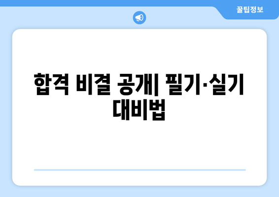 합격 비결 공개| 필기·실기 대비법