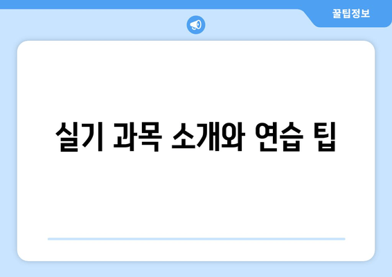 실기 과목 소개와 연습 팁