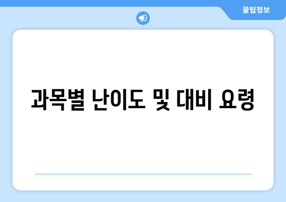 과목별 난이도 및 대비 요령