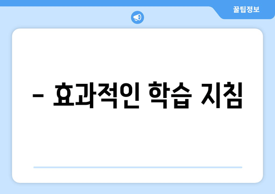 - 효과적인 학습 지침