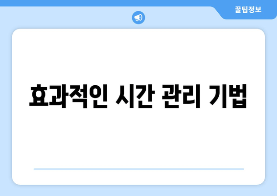 효과적인 시간 관리 기법