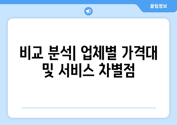 비교 분석| 업체별 가격대 및 서비스 차별점