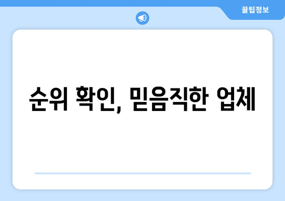 순위 확인, 믿음직한 업체