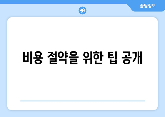 비용 절약을 위한 팁 공개