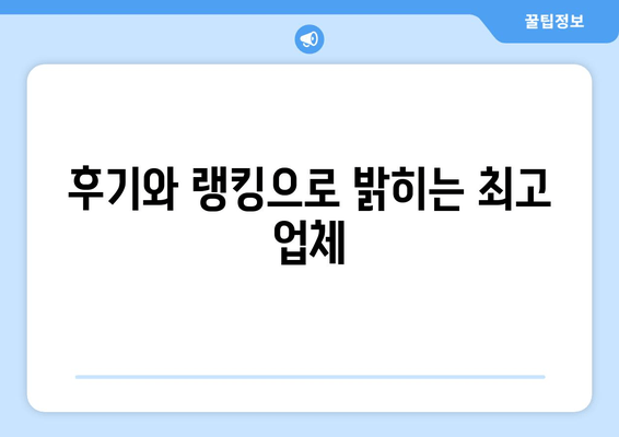 후기와 랭킹으로 밝히는 최고 업체