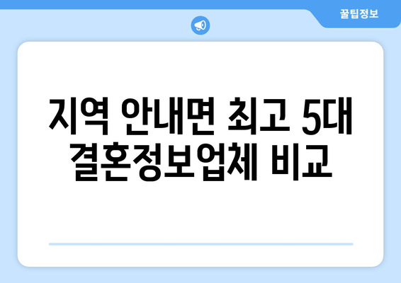 지역 안내면 최고 5대 결혼정보업체 비교