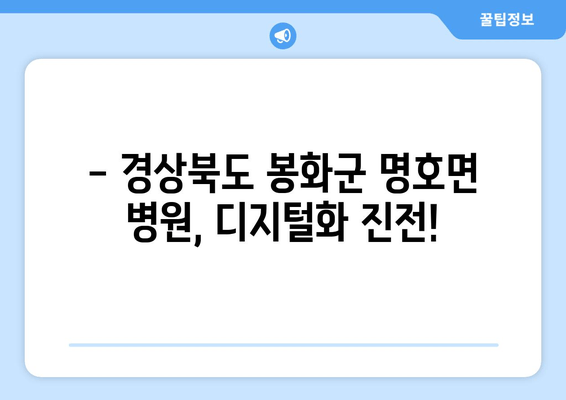 - 경상북도 봉화군 명호면 병원, 디지털화 진전!