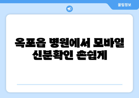 옥포읍 병원에서 모바일 신분확인 손쉽게