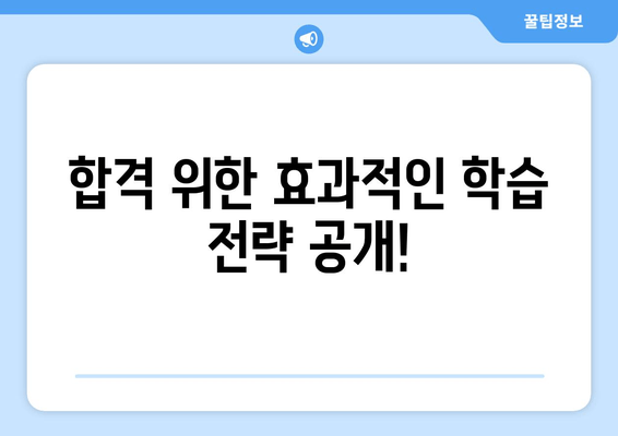 합격 위한 효과적인 학습 전략 공개!