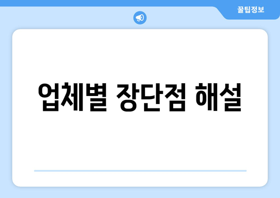 업체별 장단점 해설