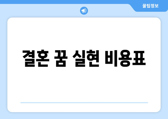 결혼 꿈 실현 비용표