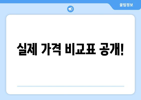 실제 가격 비교표 공개!