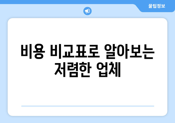 비용 비교표로 알아보는 저렴한 업체