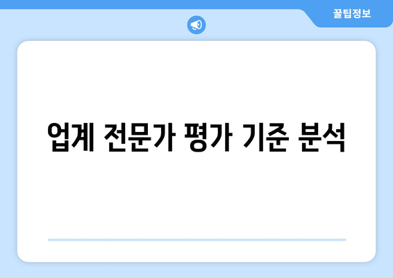 업계 전문가 평가 기준 분석