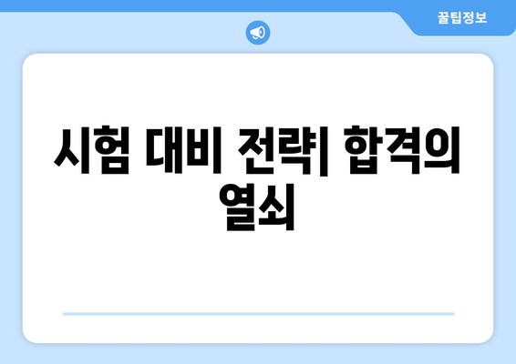 시험 대비 전략| 합격의 열쇠