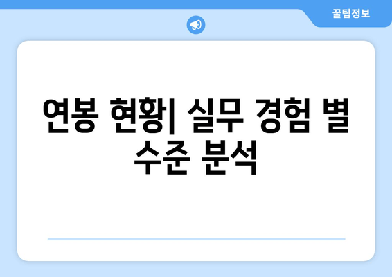 연봉 현황| 실무 경험 별 수준 분석