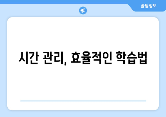 시간 관리, 효율적인 학습법