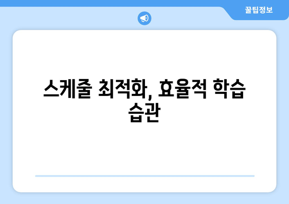 스케줄 최적화, 효율적 학습 습관