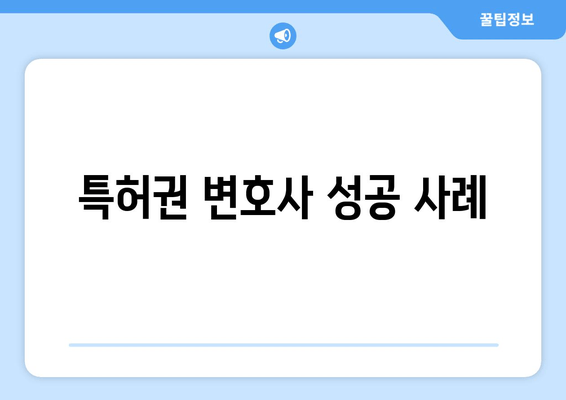 특허권 변호사 성공 사례