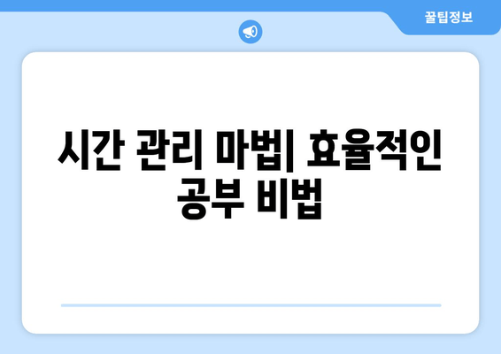 시간 관리 마법| 효율적인 공부 비법